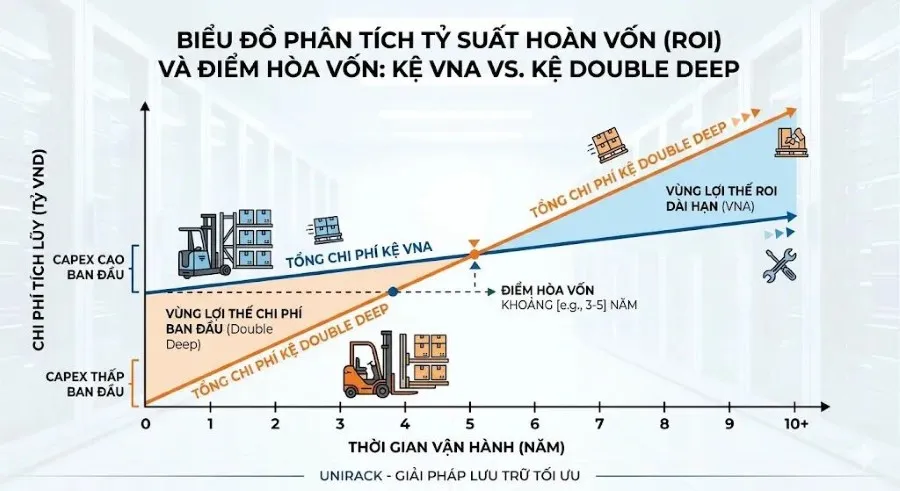 Biểu đồ phân tích ROI kệ VNA và Double Deep