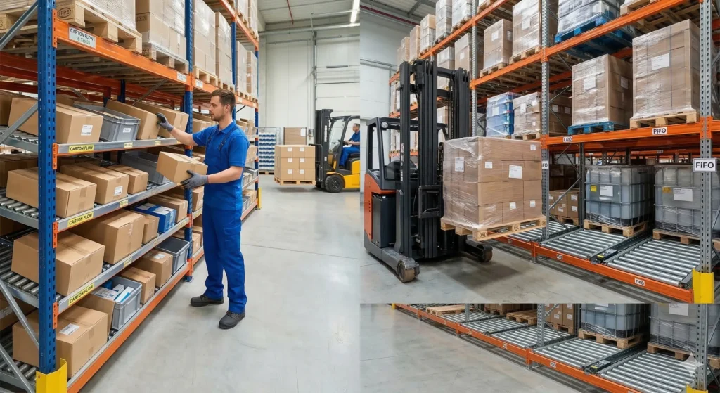 So sánh Kệ Carton Flow và Kệ Pallet Flow