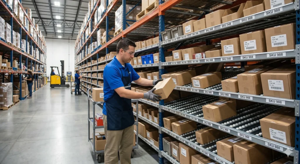 Ứng dụng kệ trượt thùng carton
