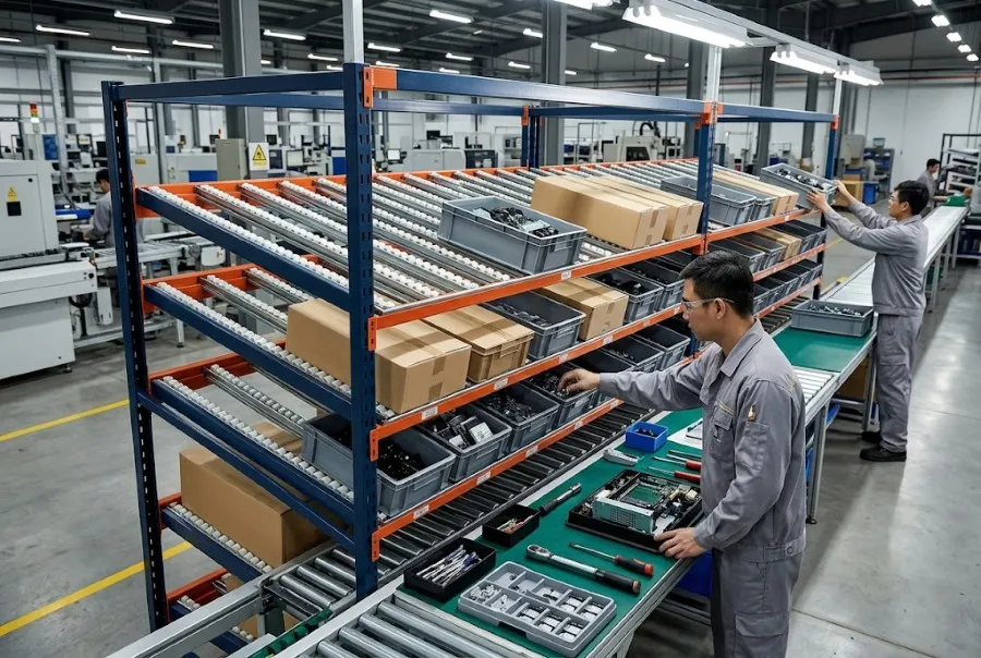 Kệ Carton Flow Rack trạm lắp ráp