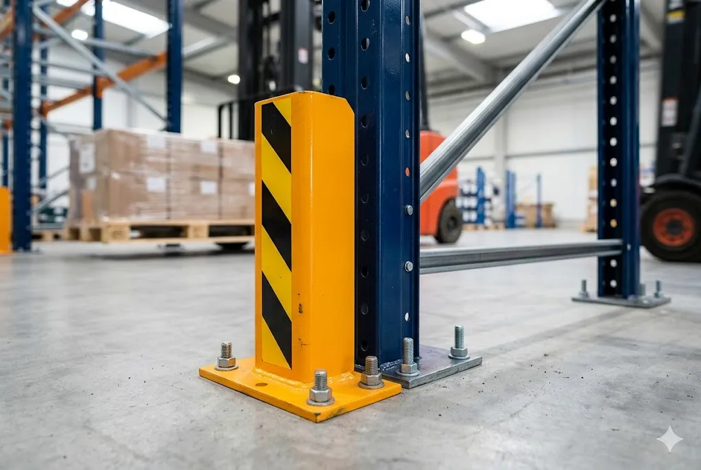 Phụ kiện an toàn ốp chân trụ rào chắn cho kệ kho hàng