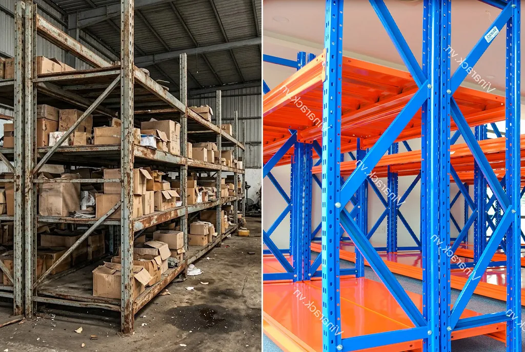 So sánh kệ kho công nghiệp thanh lý và kệ mới