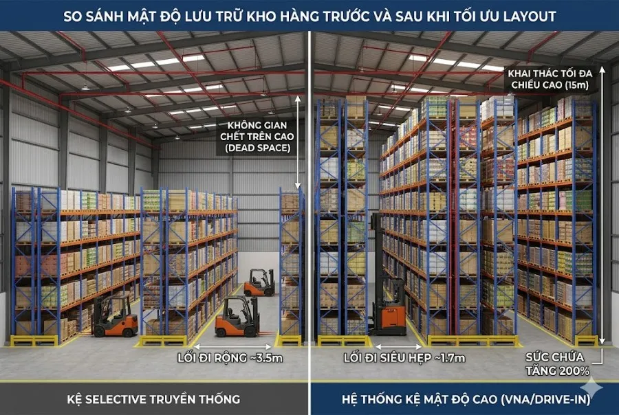Tối ưu mật độ lưu trữ kệ kho công nghiệp