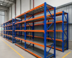 Hệ thống kệ trung tải lắp ráp bằng ngàm cài trong nhà xưởng công nghiệp