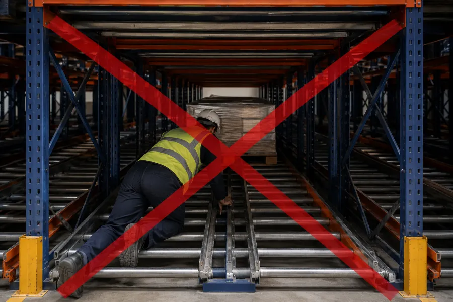 Cảnh báo an toàn khi vận hành kệ Pallet Flow