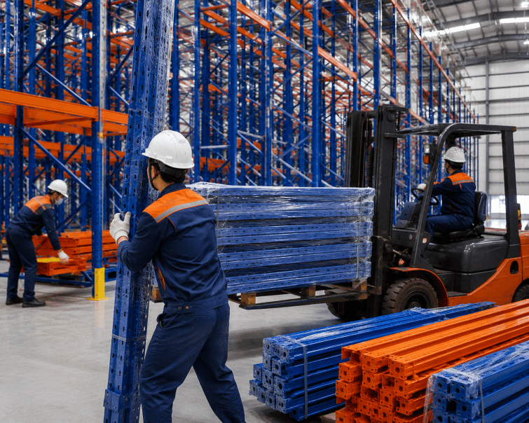 Dịch vụ di dời kệ kho tại Miền Nam với đội ngũ kỹ thuật Unirack tháo lắp và vận chuyển hệ thống kệ công nghiệp chuyên nghiệp