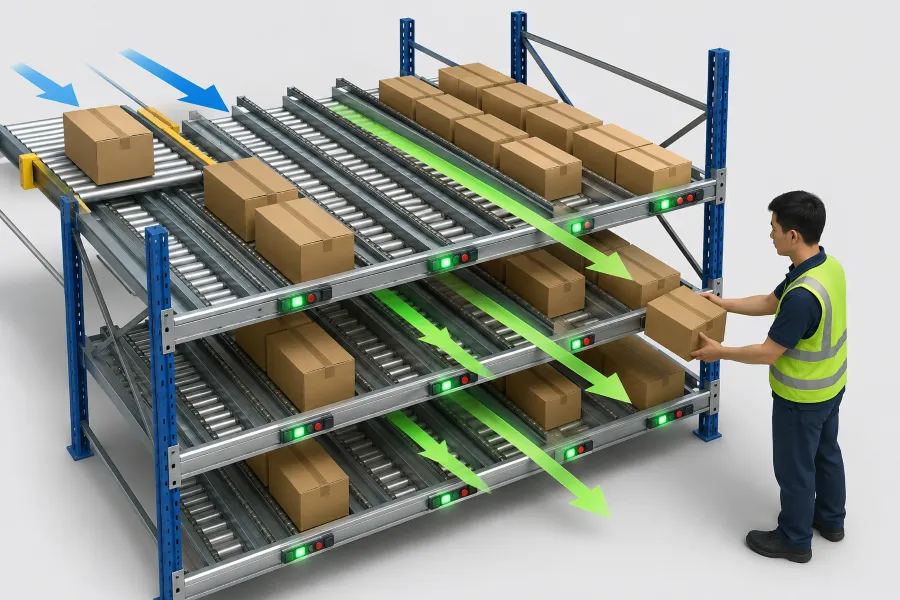 Tối ưu kho tự động với kệ Carton Flow