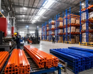 Xưởng sản xuất giá kệ kho hàng tại TP.HCM với dây chuyền gia công và hệ thống kệ công nghiệp Unirack
