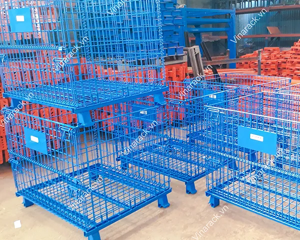 Pallet lưới xếp chồng lưu trữ phụ tùng ô tô xe máy trong kho công nghiệp