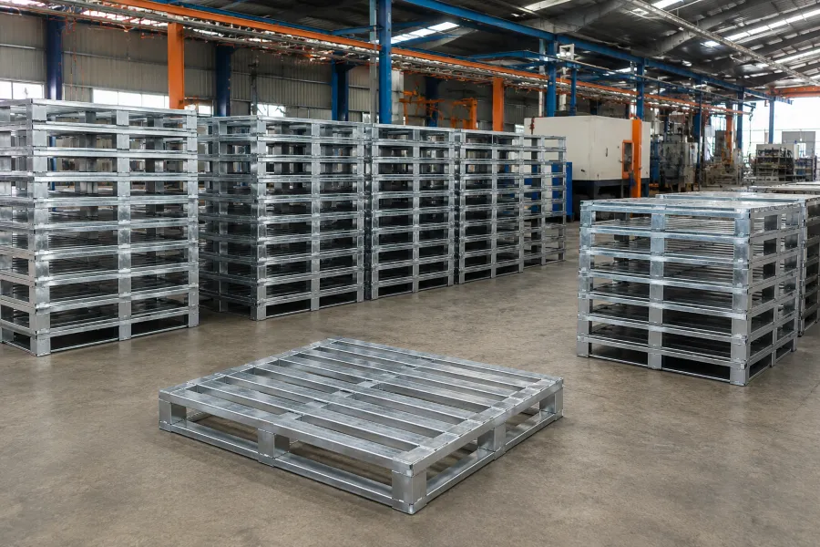 Xưởng sản xuất pallet thép sơn tĩnh điện và mạ kẽm chuyên nghiệp