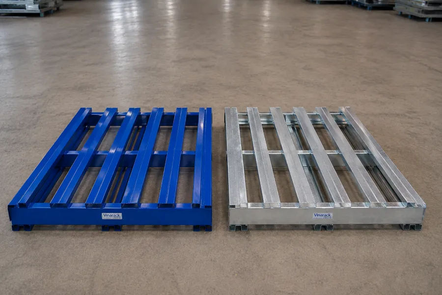 Phân biệt pallet thép sơn tĩnh điện và mạ kẽm