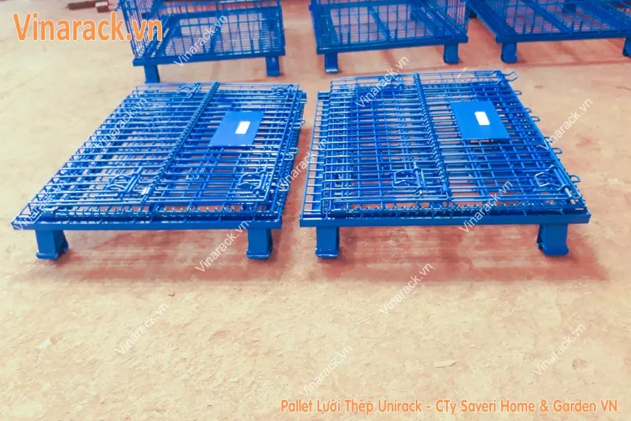 Trạng thái gập phẳng của pallet lưới xếp chồng