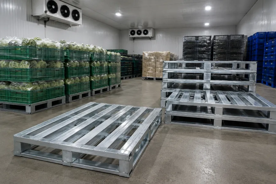 Ứng dụng pallet thép sơn tĩnh điện và mạ kẽm trong kho bãi